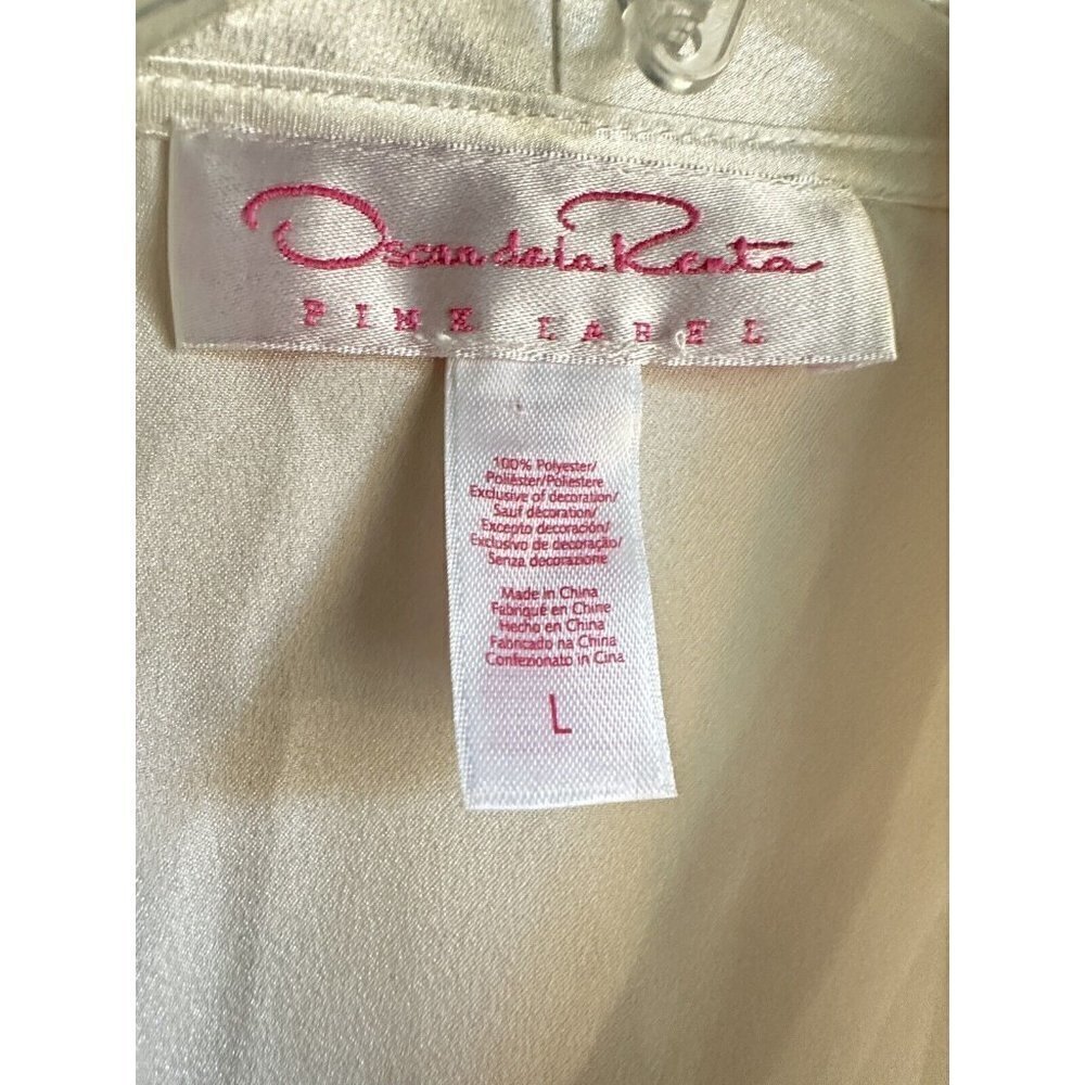 Oscar de La Renta Pink Label Ivory Large Long Sleeve Short Robe - Picture 3 of 6